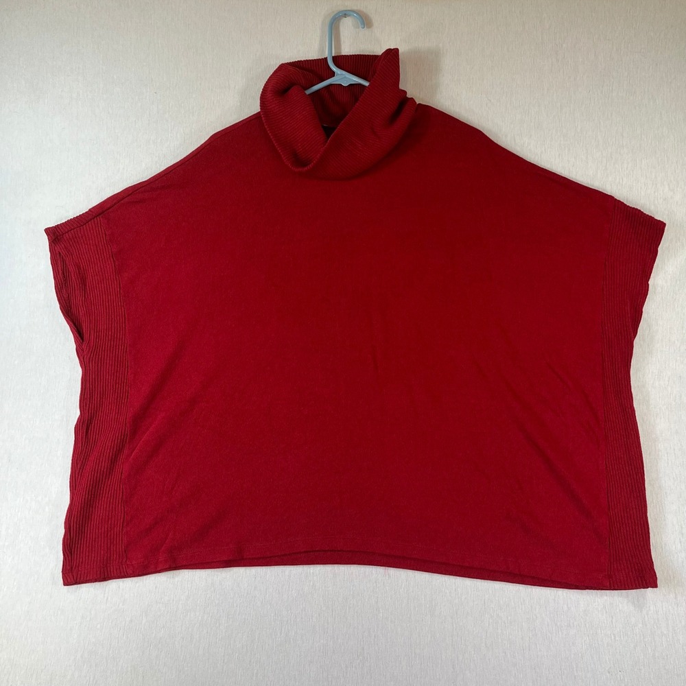 Banana Republic XS/S Red Turtleneck Poncho Sweater Ribbed Side Panels